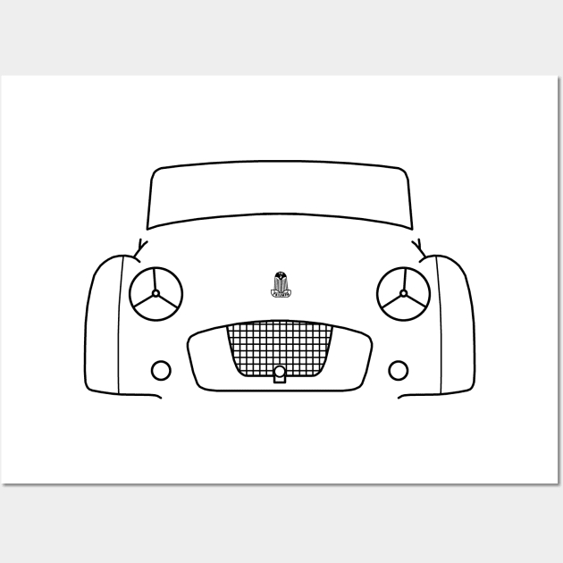 Triumph TR2 classic British roadster sports car outline graphic (black) Wall Art by soitwouldseem